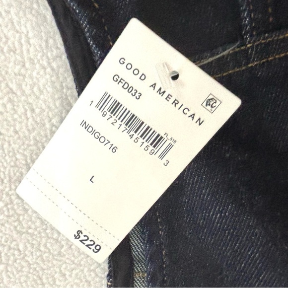 NWT Good American Indigo Trucker Sleeveless Collar Zip/Button Denim Jumpsuit (L) - Picture 11 of 16